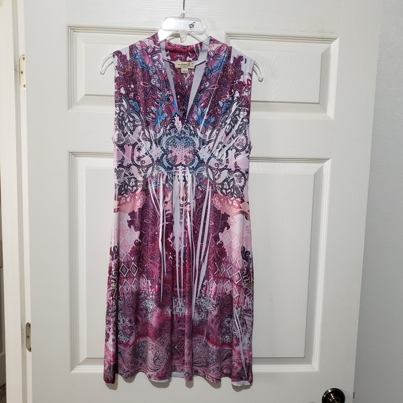 ONE WORLD Multicolor Sleeveless Dress Y2K Sublimation Fairy - Picture 1 of 5